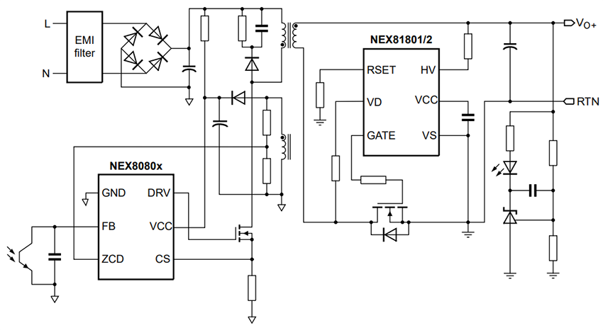 Application Circuit Diagram - Nexperia NEX8080 Multi-Mode Flyback Controllers